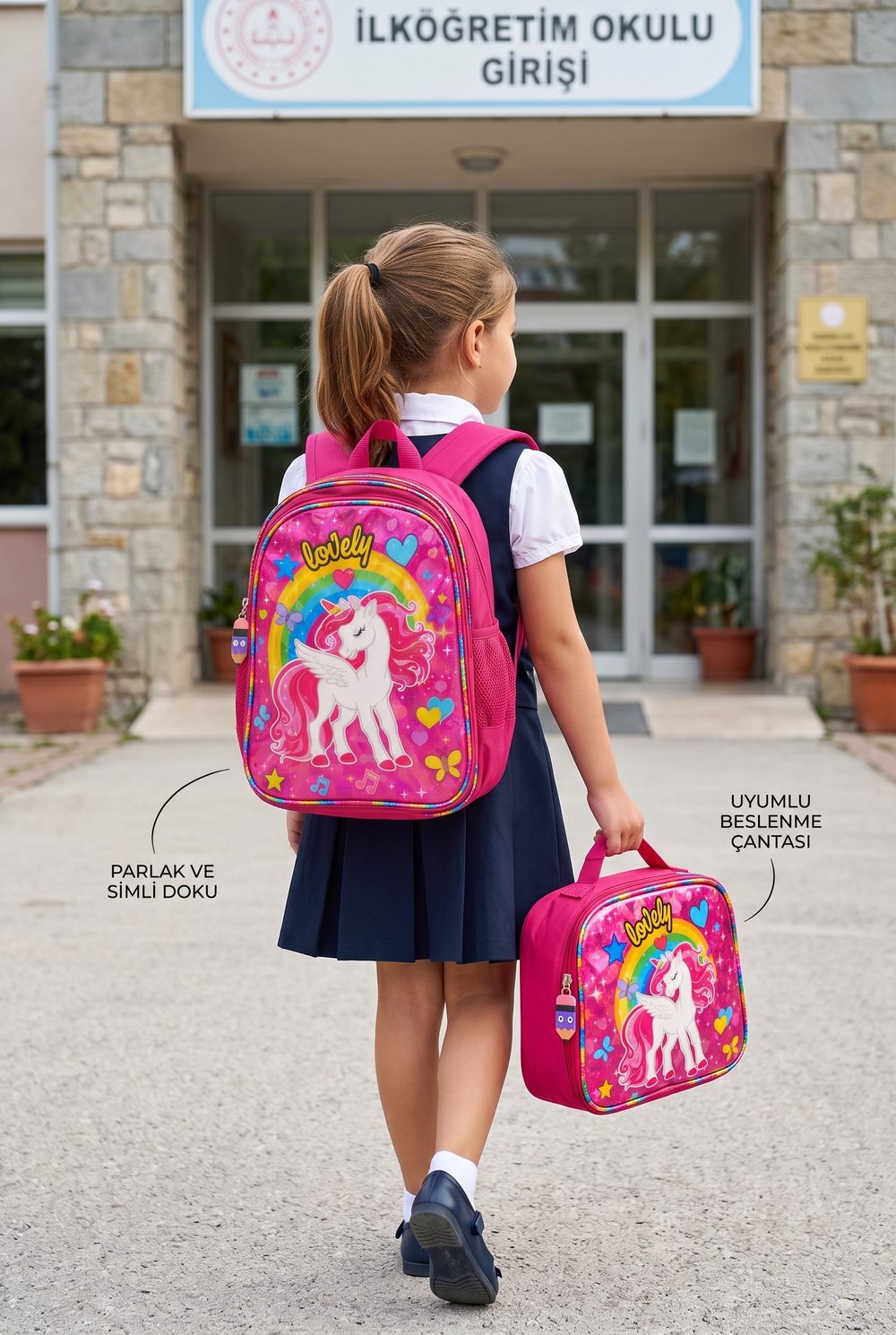 Lüx Simli 2li SET Çanta+beslenme 1379 UNICORN