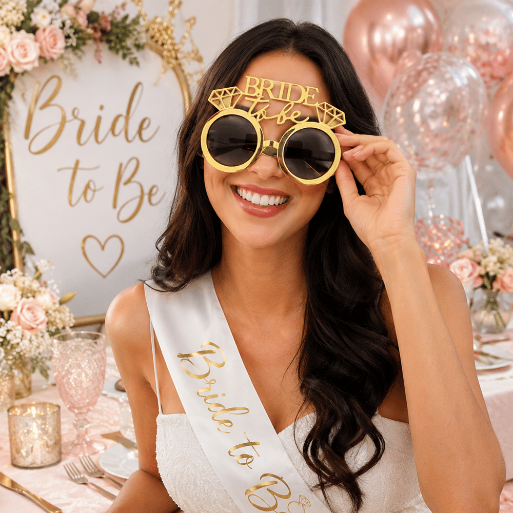 Parti Gözlükleri Bride To Be Gold Elmaslı