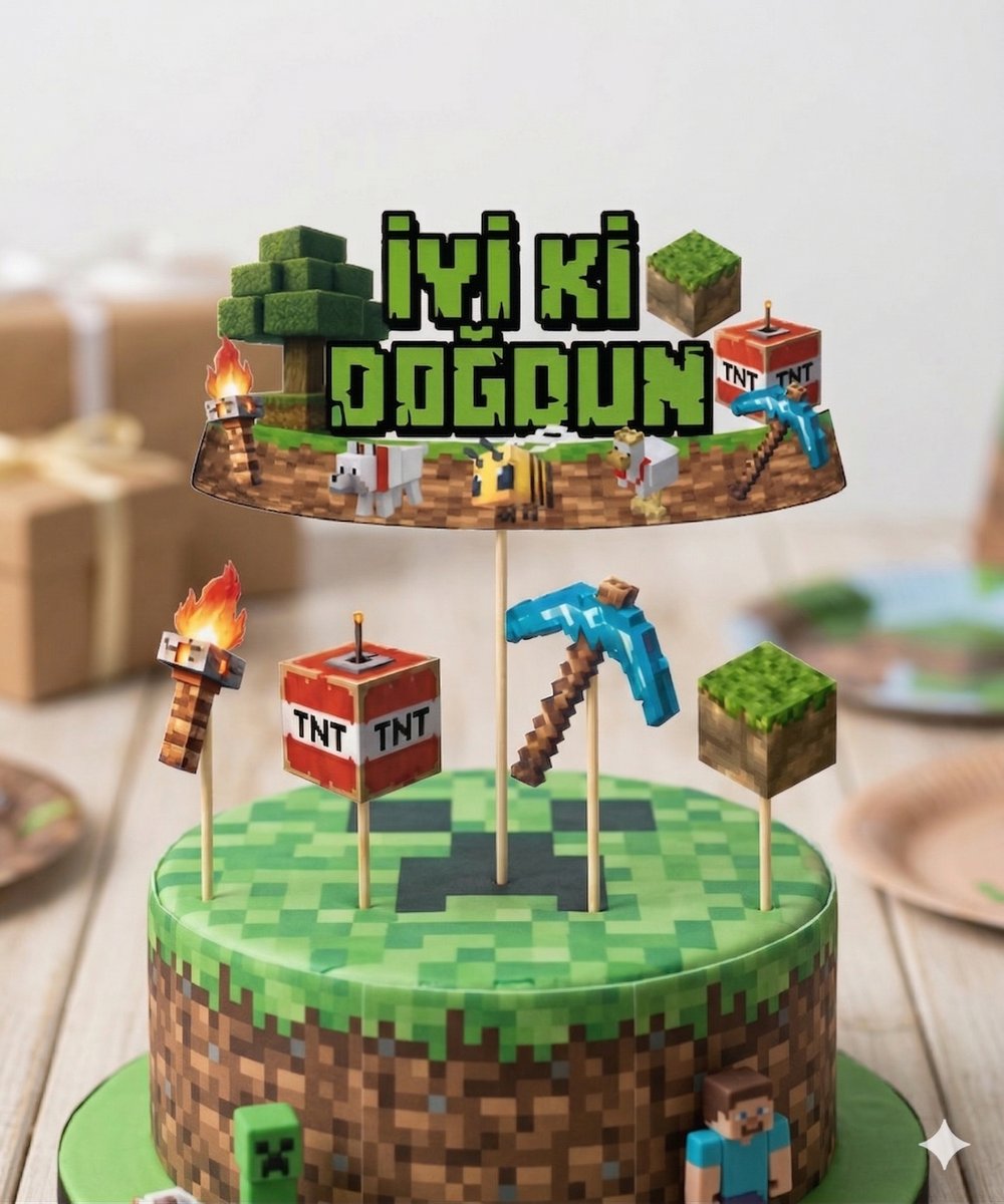 Pasta için Kürdan Minecraft temalı  5 li