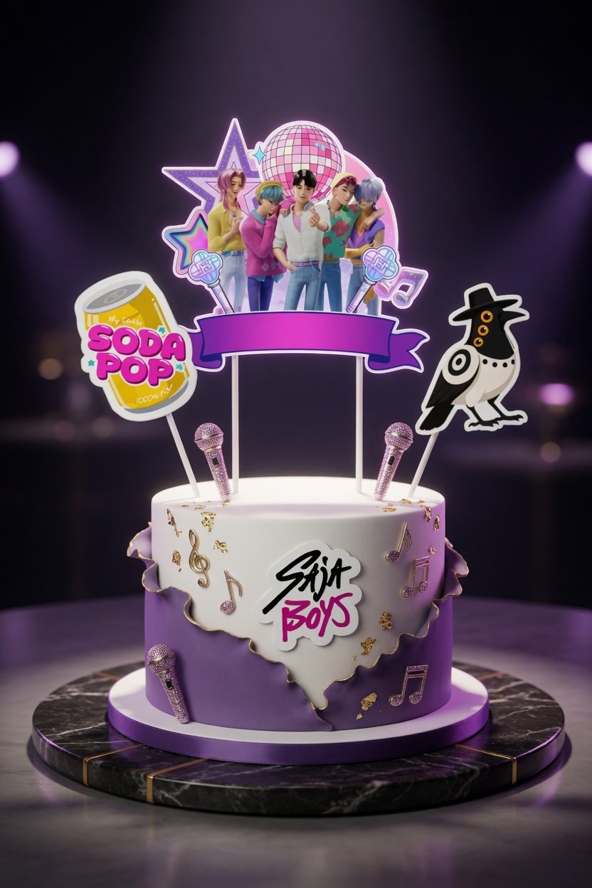 Pasta Süsü Çubuklu Saja Boys  K-POP  büyük tekli süs