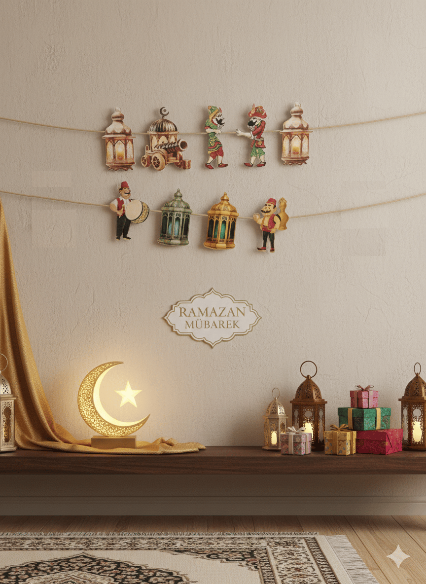 Ramazan Dekoratif Banner Hacivat karagöz 160*17cm