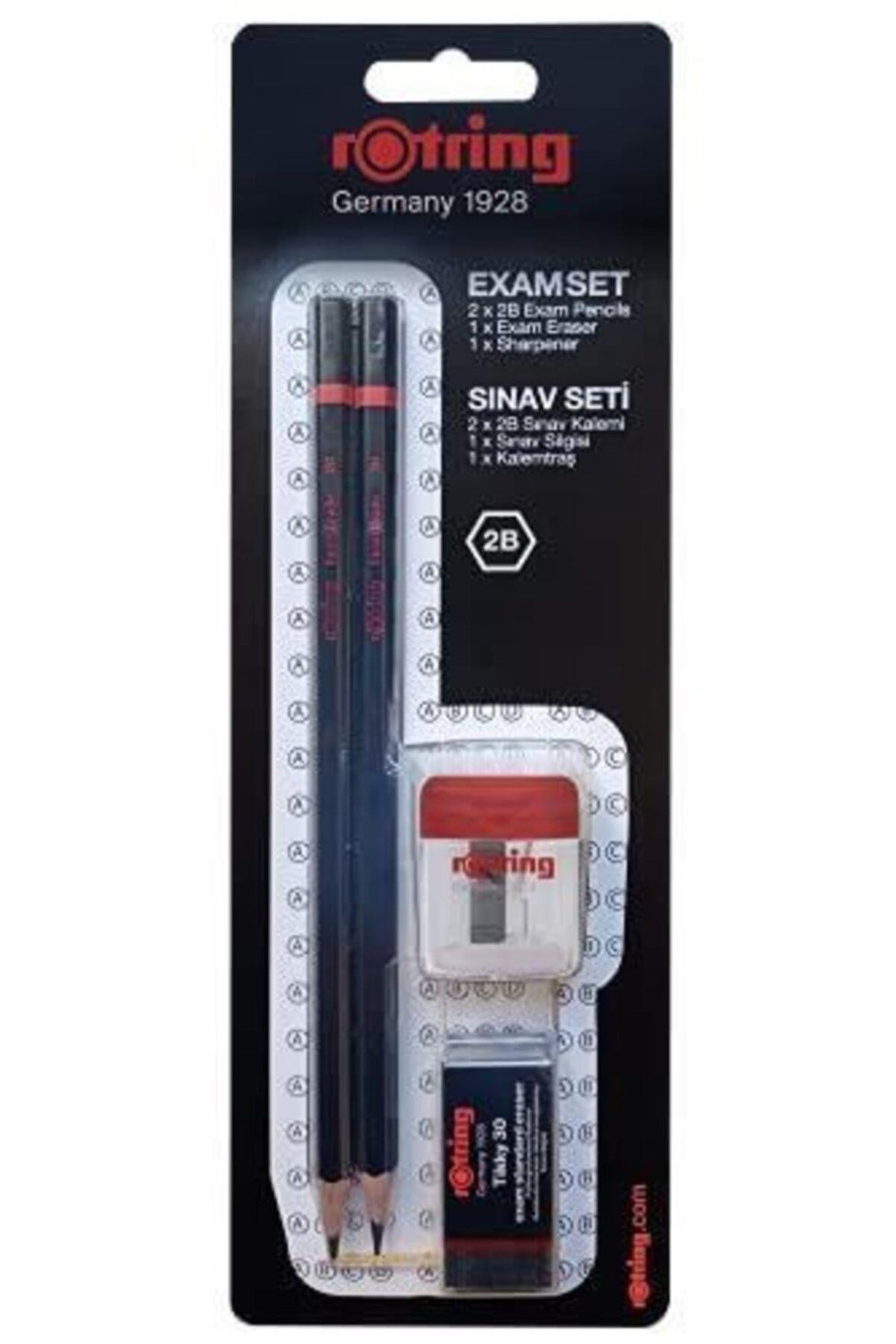 Rotring Sınav Seti 2B Kalem+Silgi+Kalemtıraş