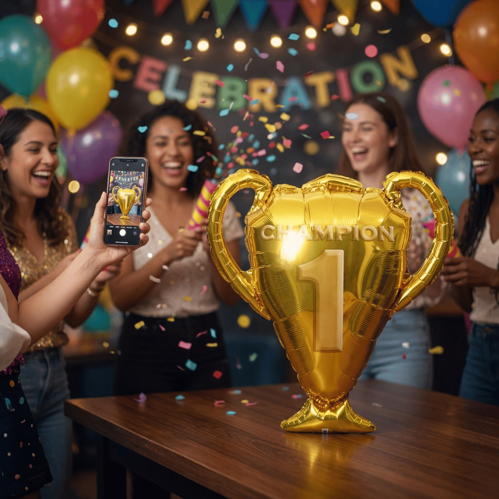 Şampiyon Kupa Folyo Balon 70x65 cm Parti Süsleme Kutlama Dekor Balon