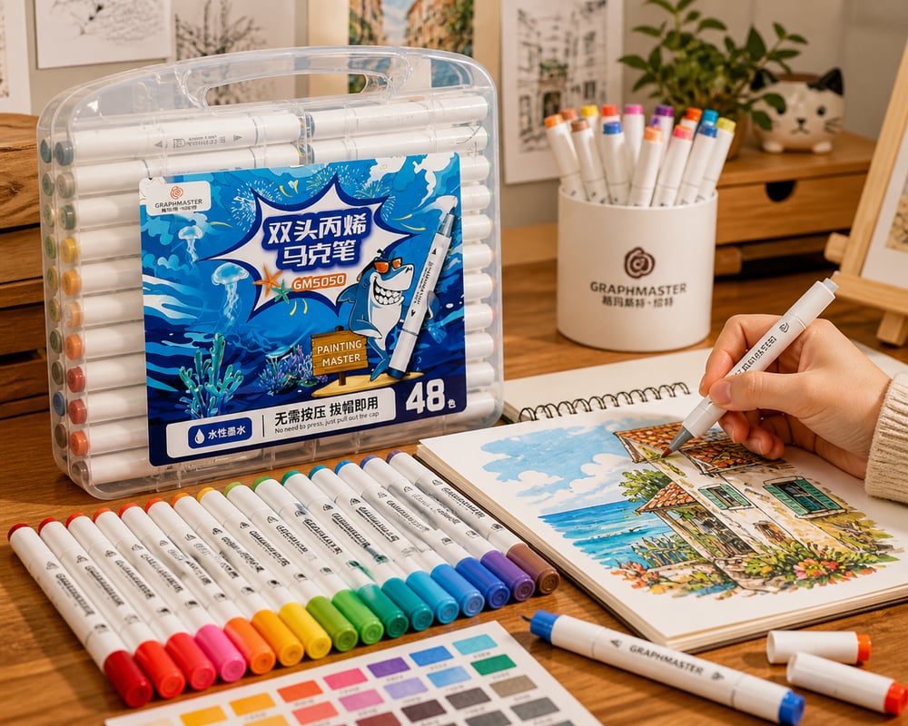 Sta- Art Çift Uçlu Akrilik Marker 48 lı set yuvarlak uç