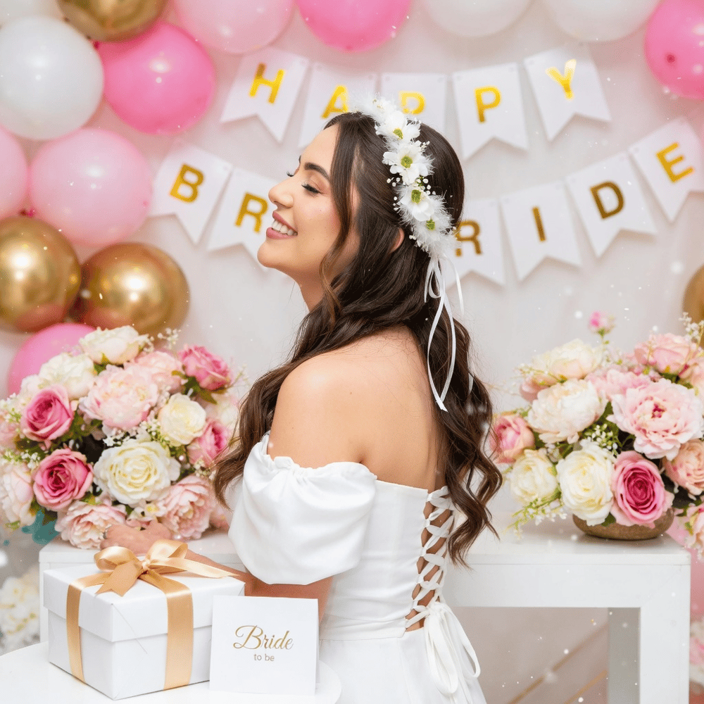 Taç Çember Çiçekli Kurdeleli BRS-3923 bride taçı