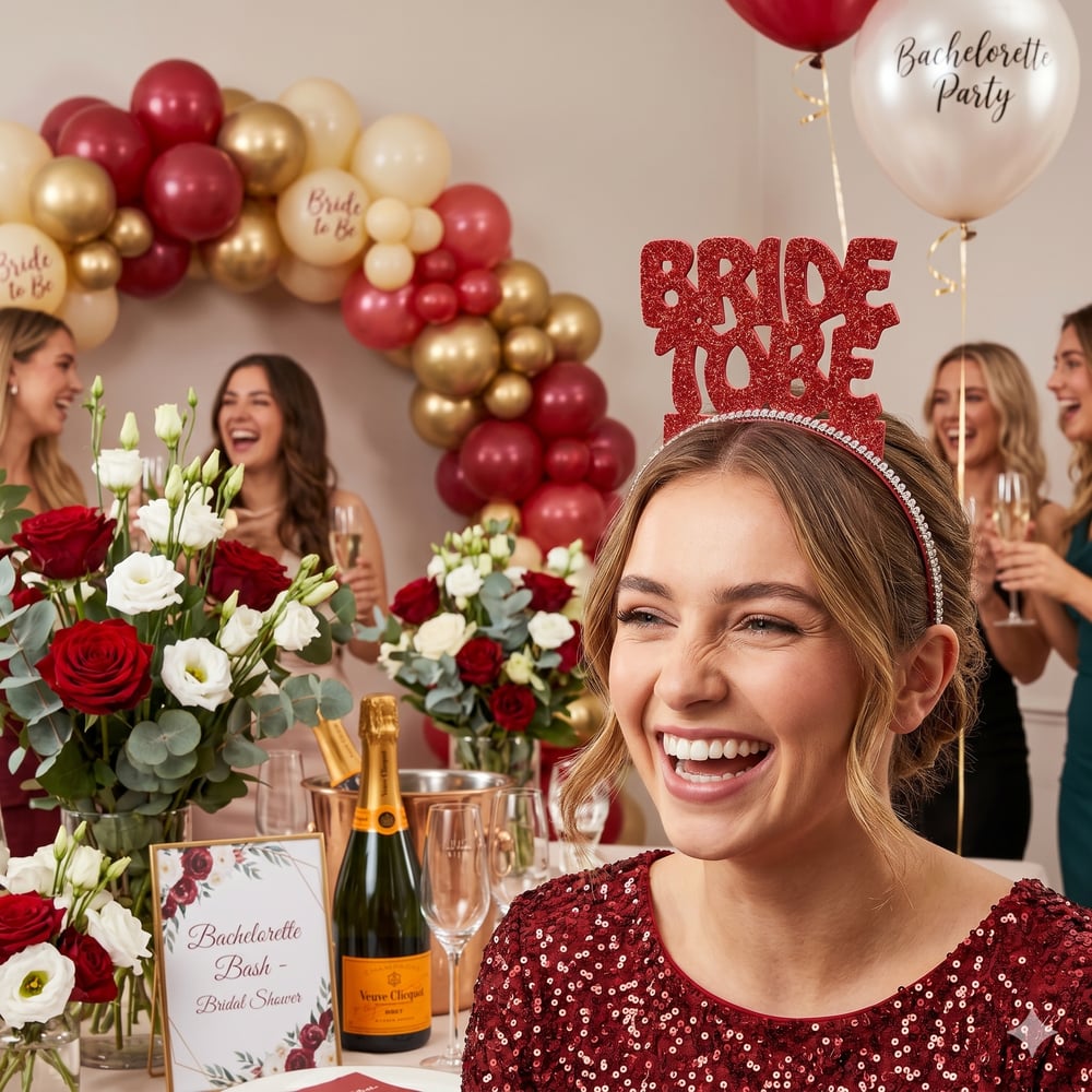 Taç eva Bride to be KIRMIZI simli taşlı