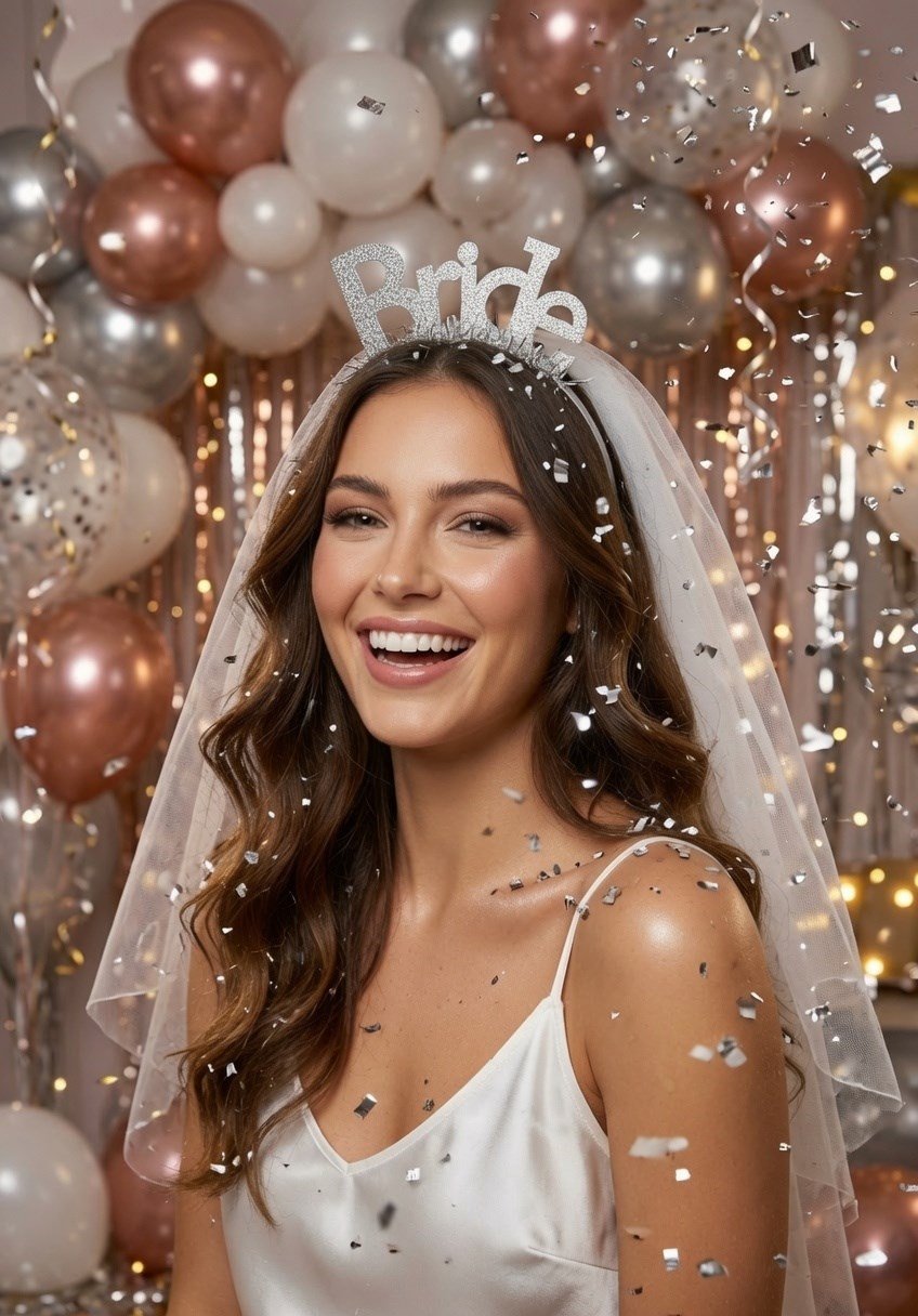 Taç eva Bride yazılı GÜMÜŞ simli