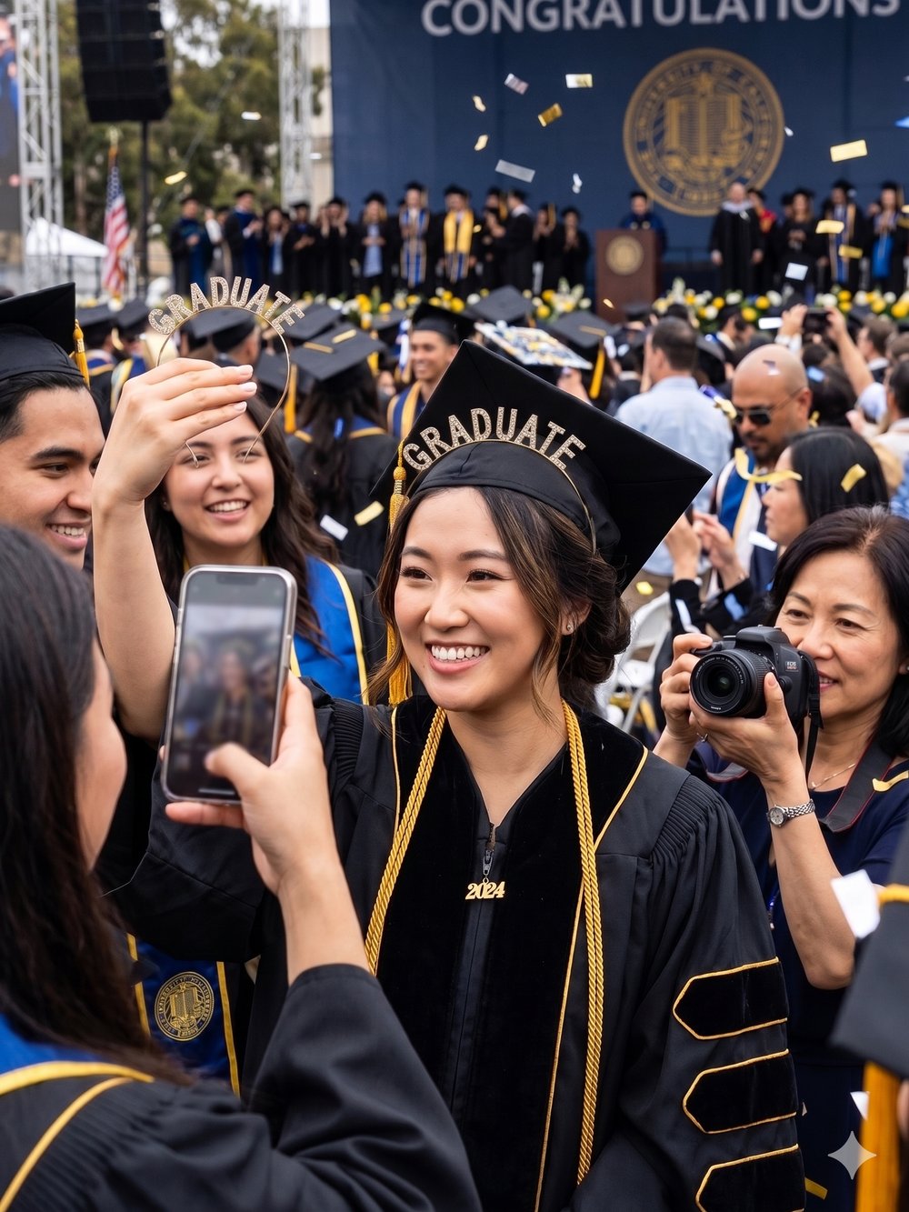 Taç metal taşlı  lüks mezuniyet graduate gold altın