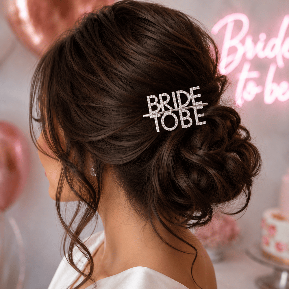 Toka Bride tobe yazılı gümüş parlak taşlı toka