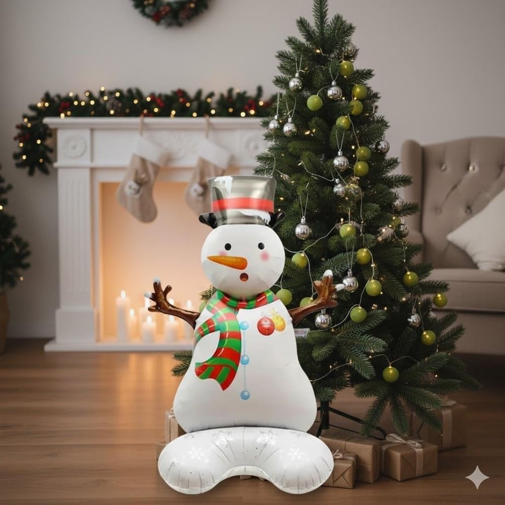 Yılbaşı Folyo Balon Kardan Adam (120-75cm) Ayaklı