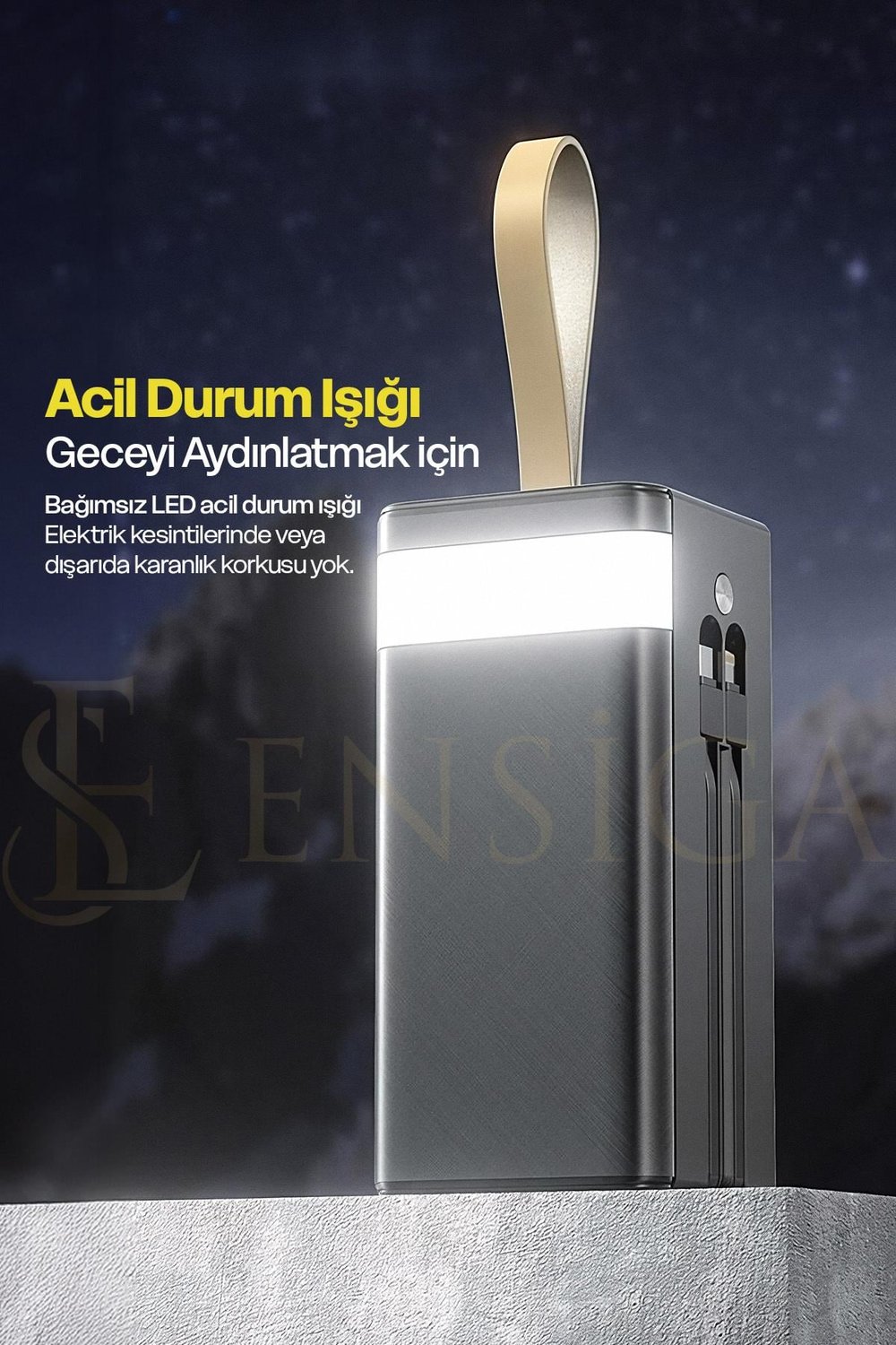 Ape Solar 50.000 Mah Güneş Enerjili Led Işıklı Powerbank Şarj Aleti 2x Usb Çıkışlı Mikro Type-C
