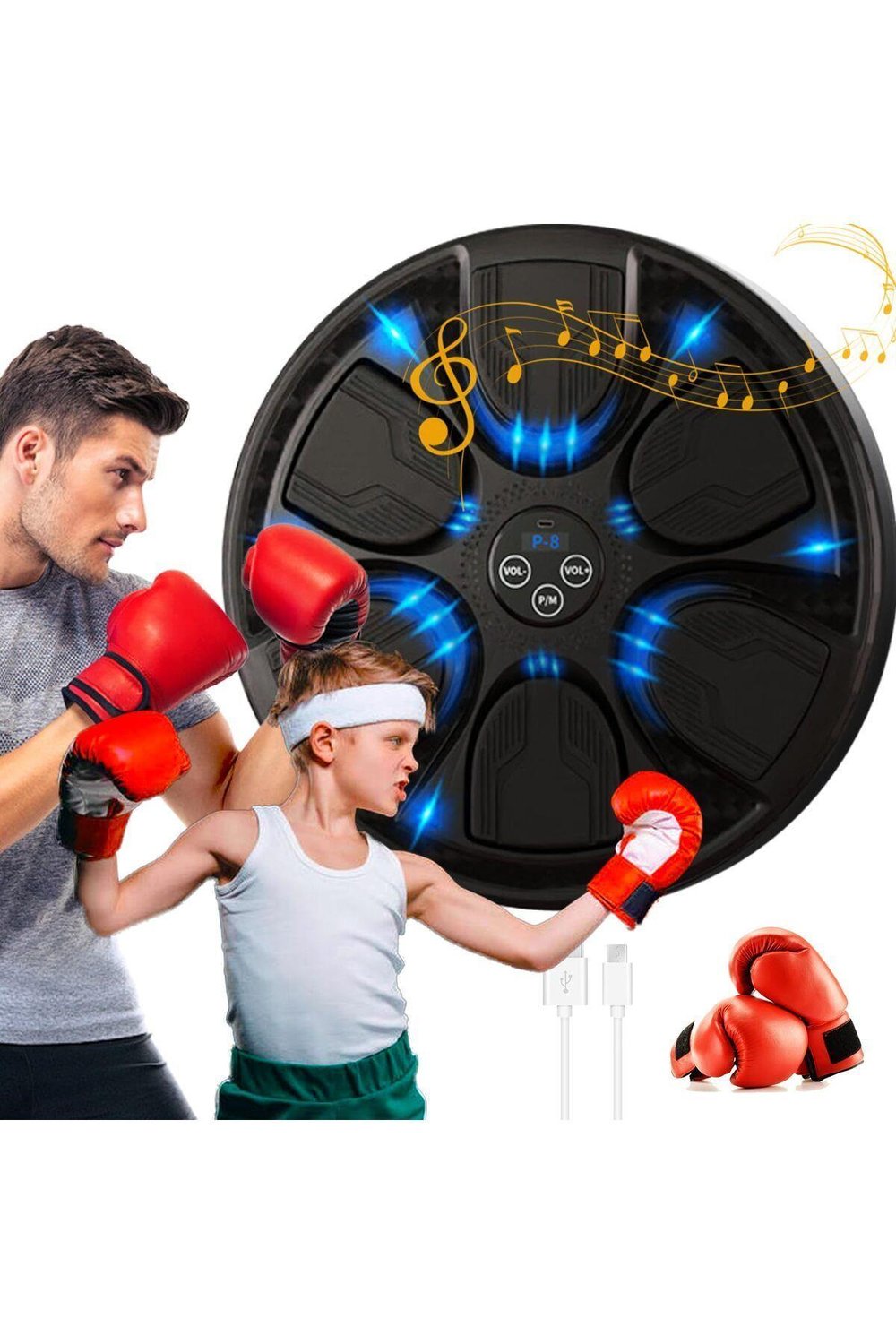 Boks Standı Akıllı Müzikli Boks Makinesi Eldivenli Yetişkin Çocuk Egzersiz Boks Spor Ekipmanı