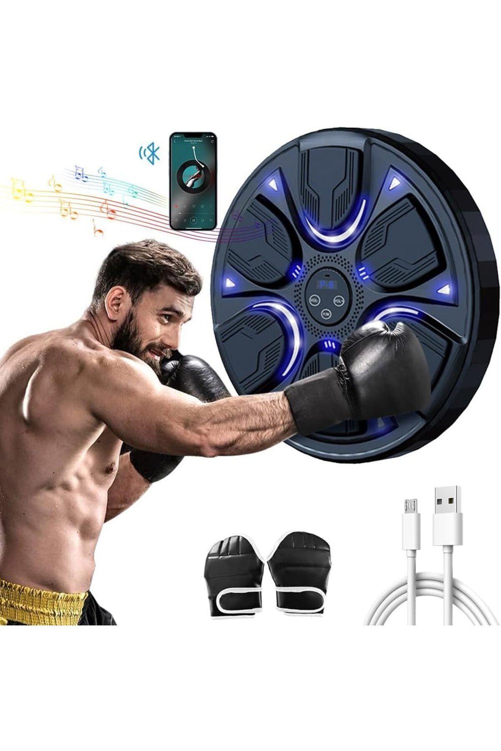 Boks Torbası Akıllı Müzikli Boks Makinesi Eldivenli Yetişkin Çocuk Egzersiz Boks Spor Ekipmanı