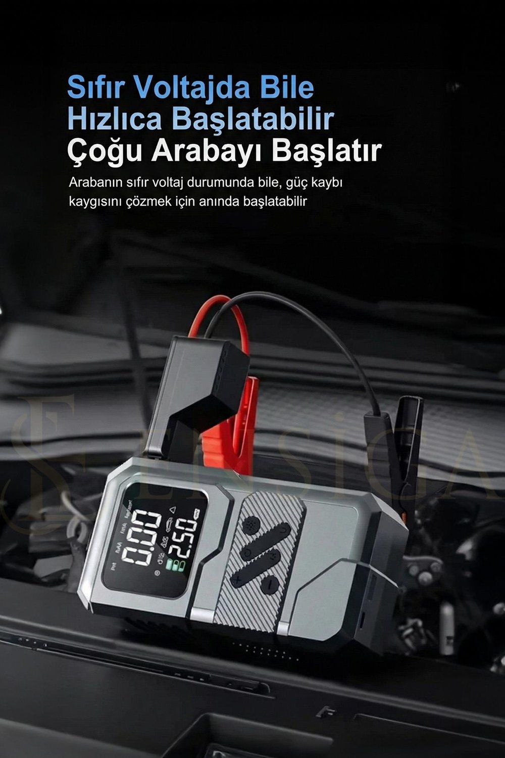 Dijital Ekranlı Taşınabilir Hava Kompresörü Çok Amaçlı Şarjlı Pompa LED Ekran 12000 mah
