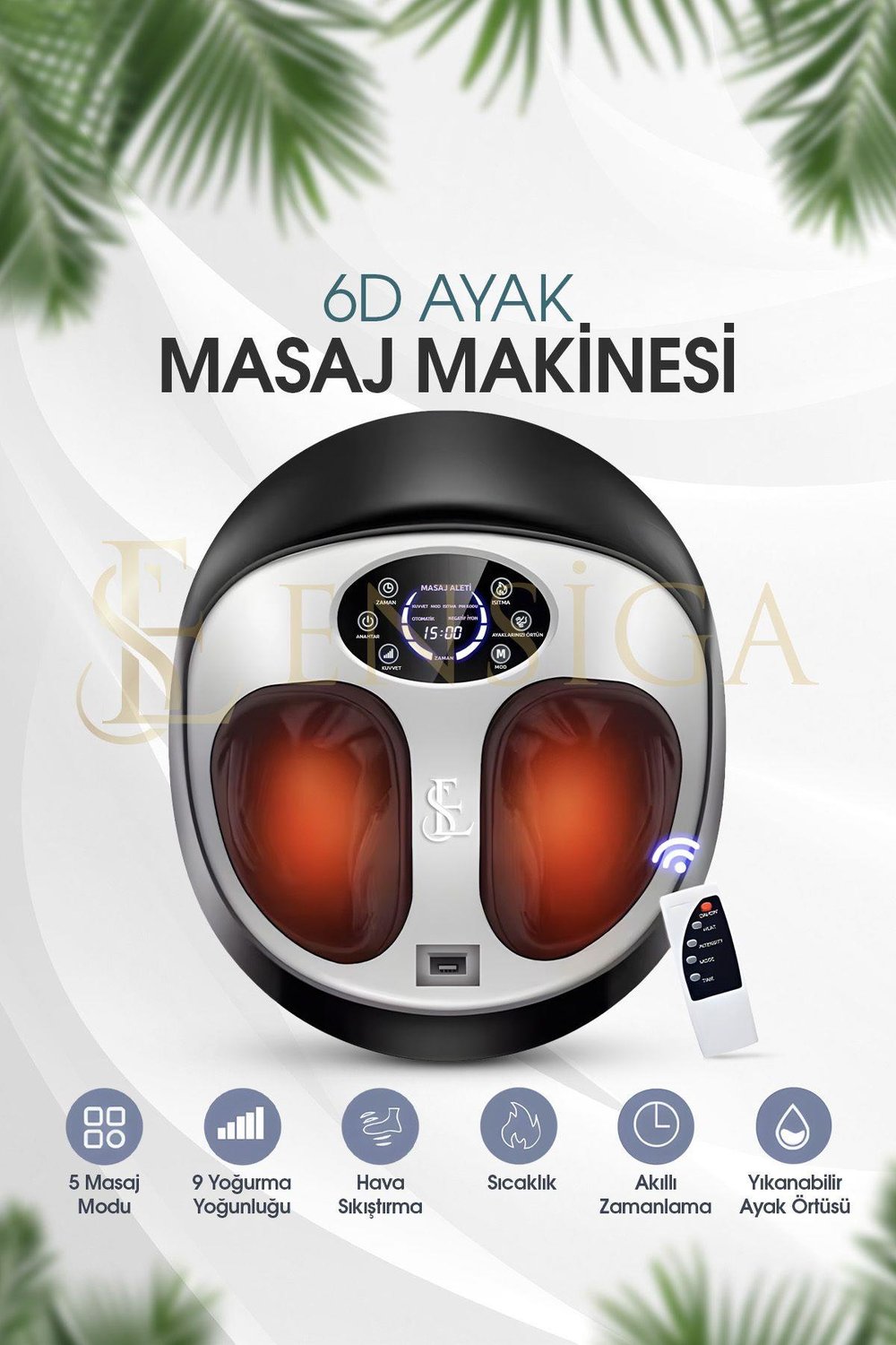 Hava Yastıklı - Kumandalı - 6D Ayak Masaj Makinesi - Yoğurma Sıcak Kompres Tam Sarılı Ayak Masajı