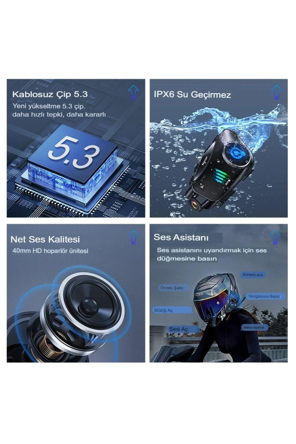 HD 1080P Kameralı Bluetooth kulaklık İntercom kask  WiFi DVR gürültüsüz motosiklet kulaklık