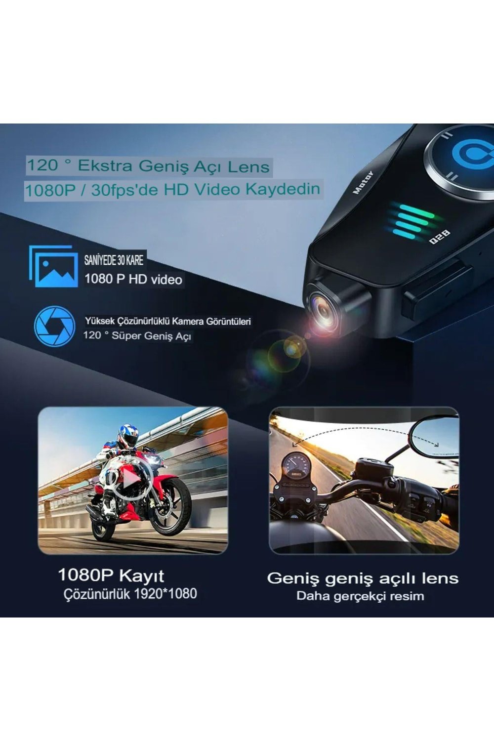HD 1080P Kameralı Bluetooth kulaklık İntercom kask  WiFi DVR gürültüsüz motosiklet kulaklık