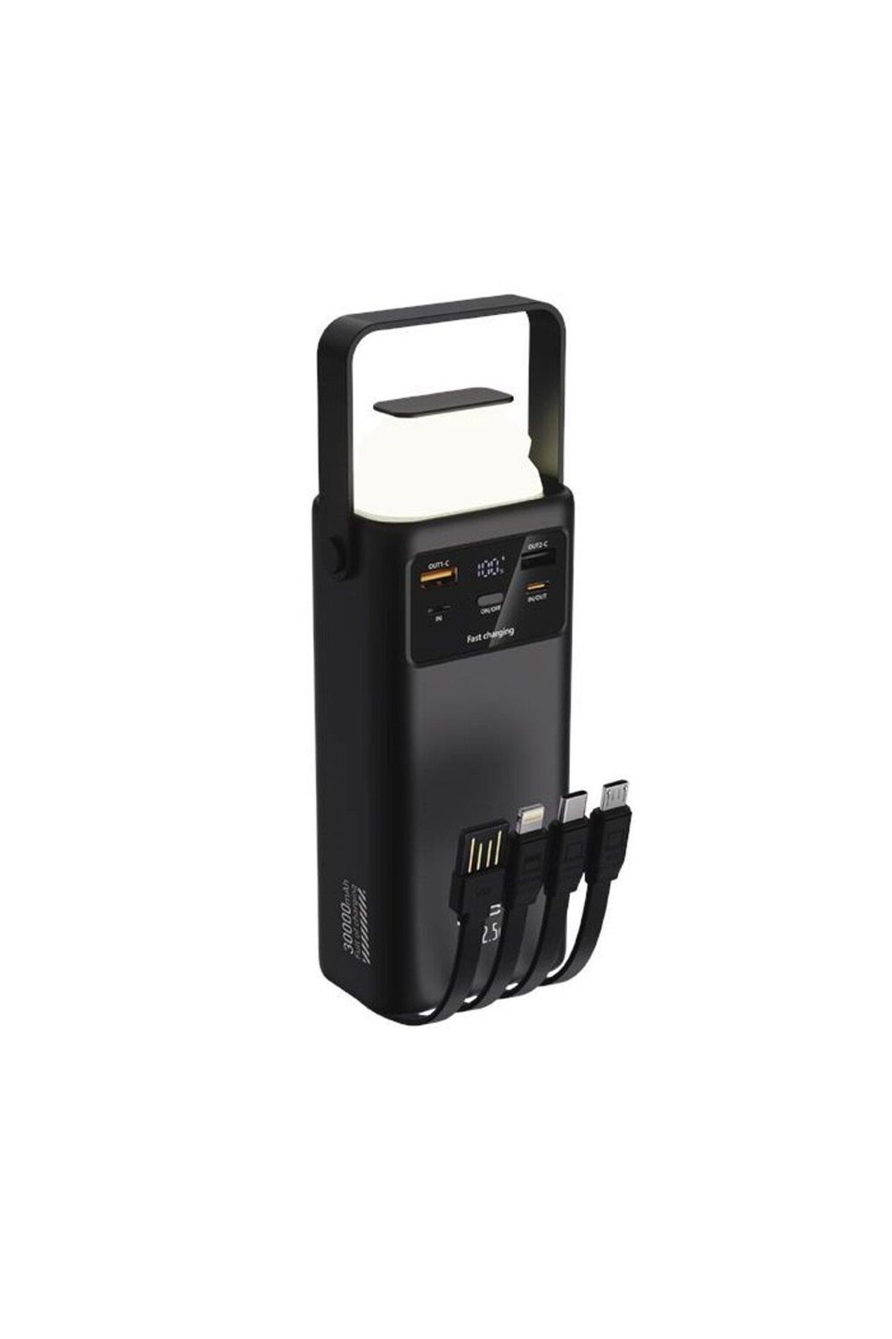 Hızlı Şarjlı Powerbank 30000mAh 22.5W Dahili Kablolu 2x USB Outdoor Taşınabilir