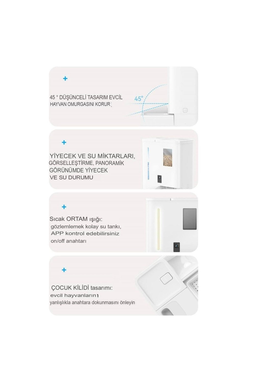 Kameralı Evcil Hayvan Mama ve Su Dağıtıcı Seti 2si 1 Arada Otomatik Kedi Mama ve Su Çeşmesi