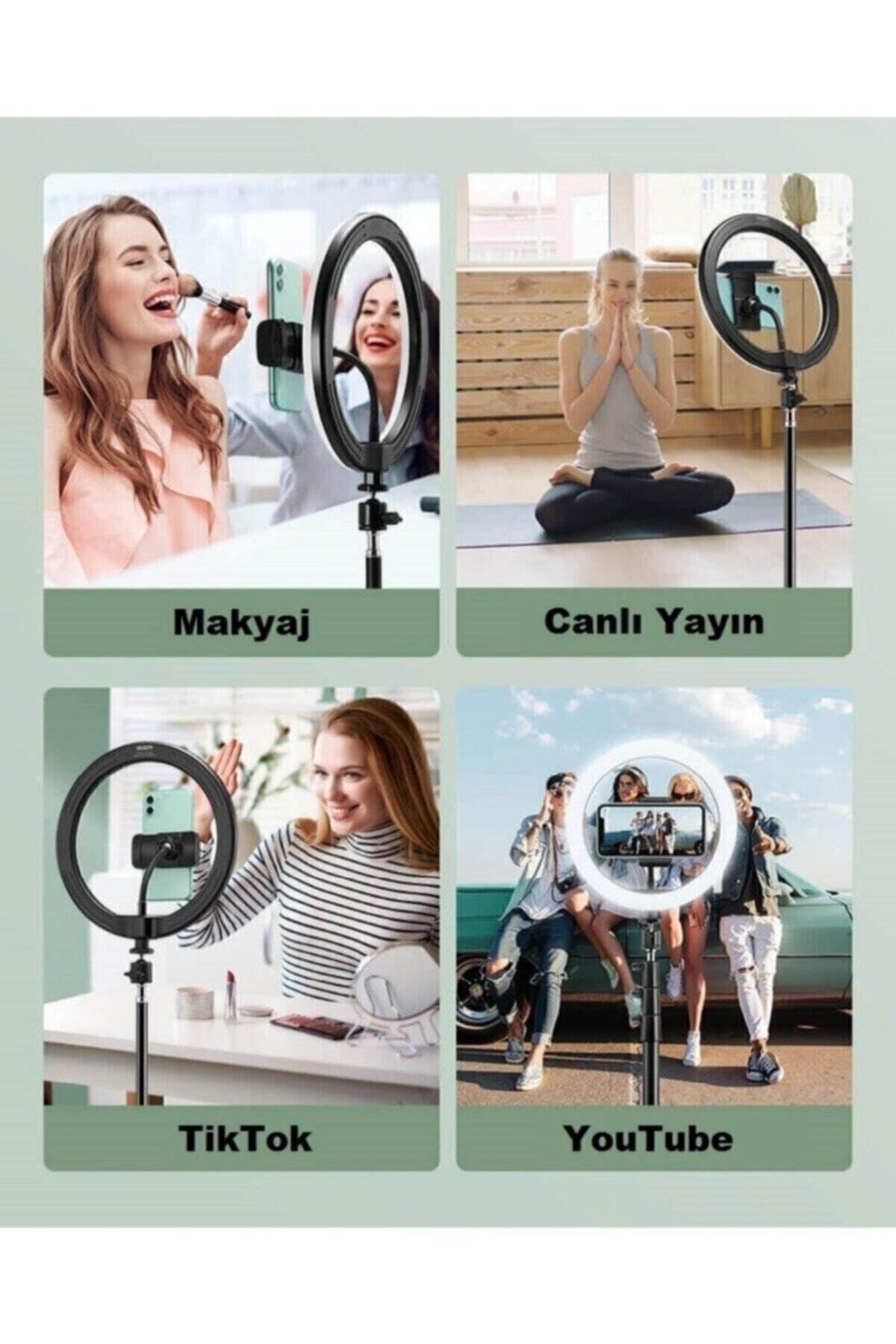 Makyaj Ring Light Youtuber Tiktok Çekim Işığı 10 Inç 2.1 Mt Tripod Profesyonel Masa Üstü Ayaklı
