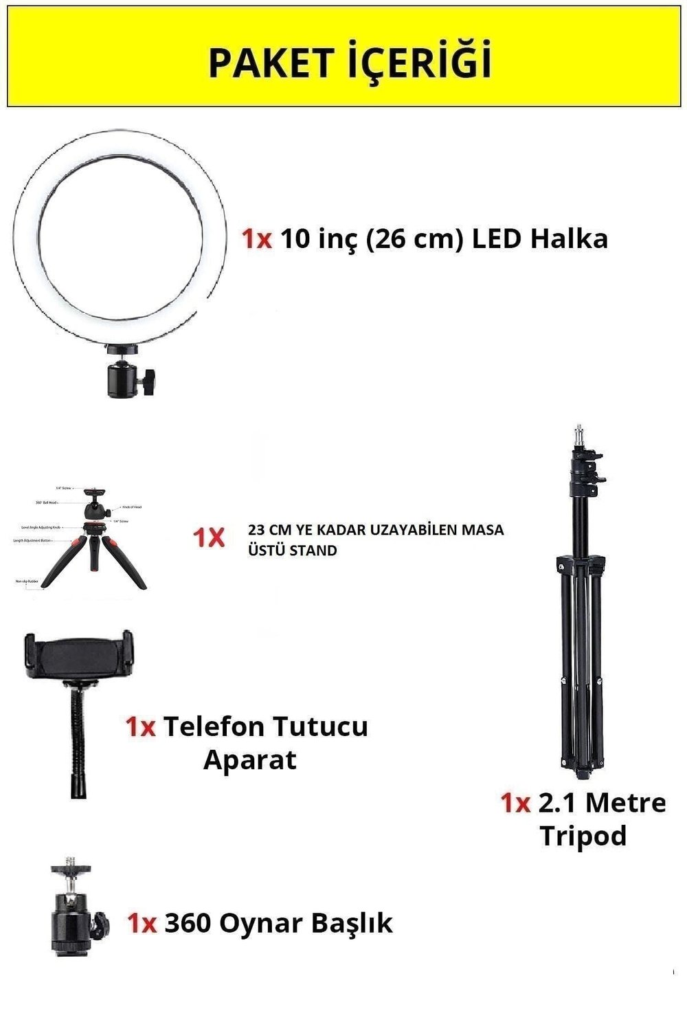Makyaj Ring Light Youtuber Tiktok Çekim Işığı 10 Inç 2.1 Mt Tripod Profesyonel Masa Üstü Ayaklı