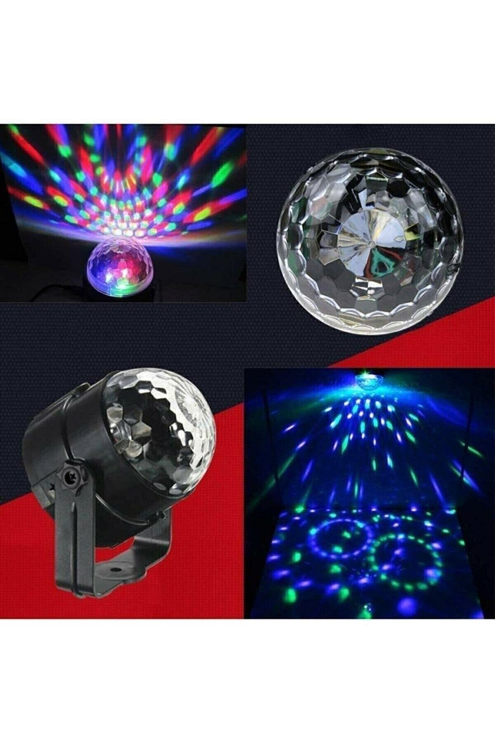 Parti Işıkları Disko Topu Işıkları, Led 2si 1 Rgb 7 Renk Dj Ekipmanı Flaş Işığı Sese Duyarlı