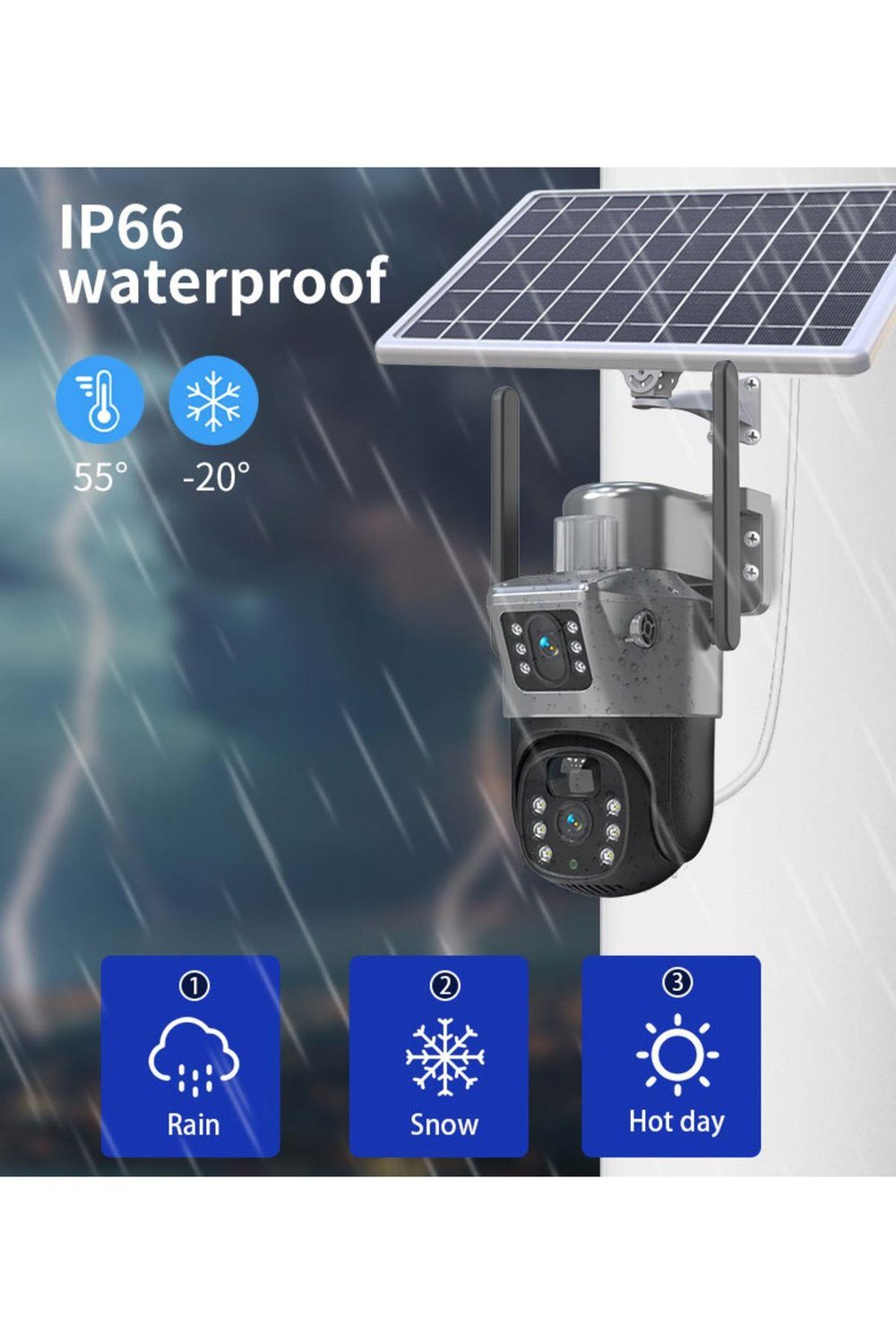 Pro 4G Solar Dual Lens Hareketli Gece Görüş Dual Lens 6MP Uzaktan İzleme Akıllı Kamera 128GB