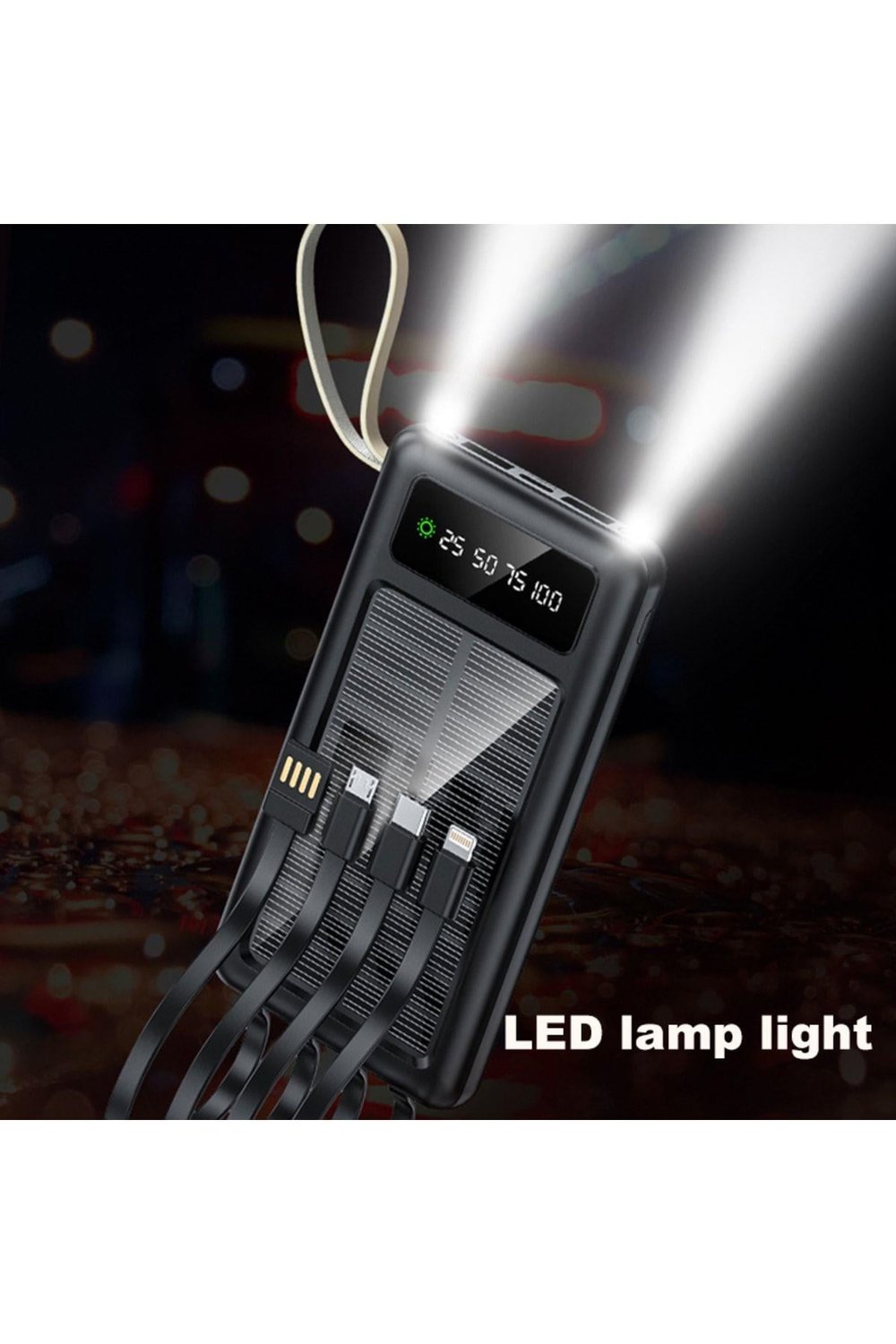 Solar 30.000mah Şarj Powerbank Led Ekran Göstergeli Işıklı