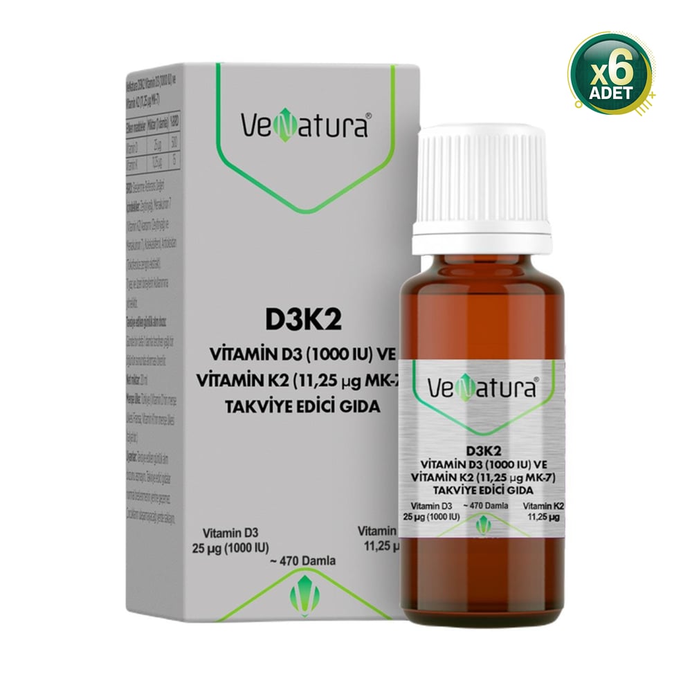  VeNatura Vitamin D3K2 Vitamin  Takviye Edici Gıda 6 Adet