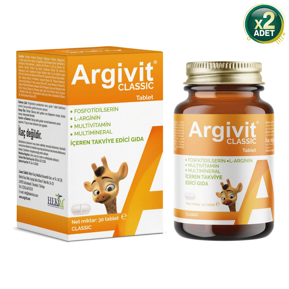 Argivit Classic 30 Tablet 2 Adet (Ilaç Kutusu Hediyeli)