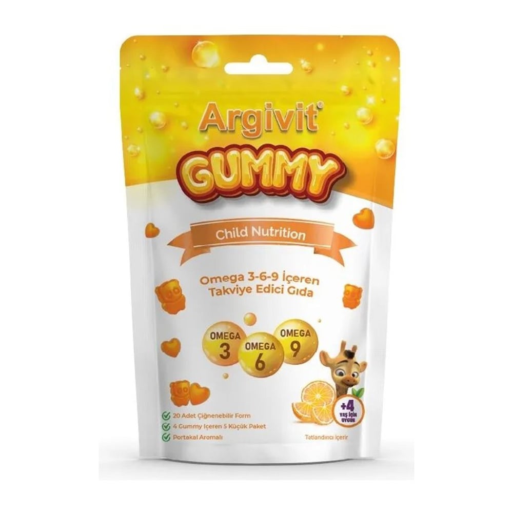 Argivit Gummy Jelibon Omega 3-6-9 Içeren Takviye Edici Gıda - Portakal 
