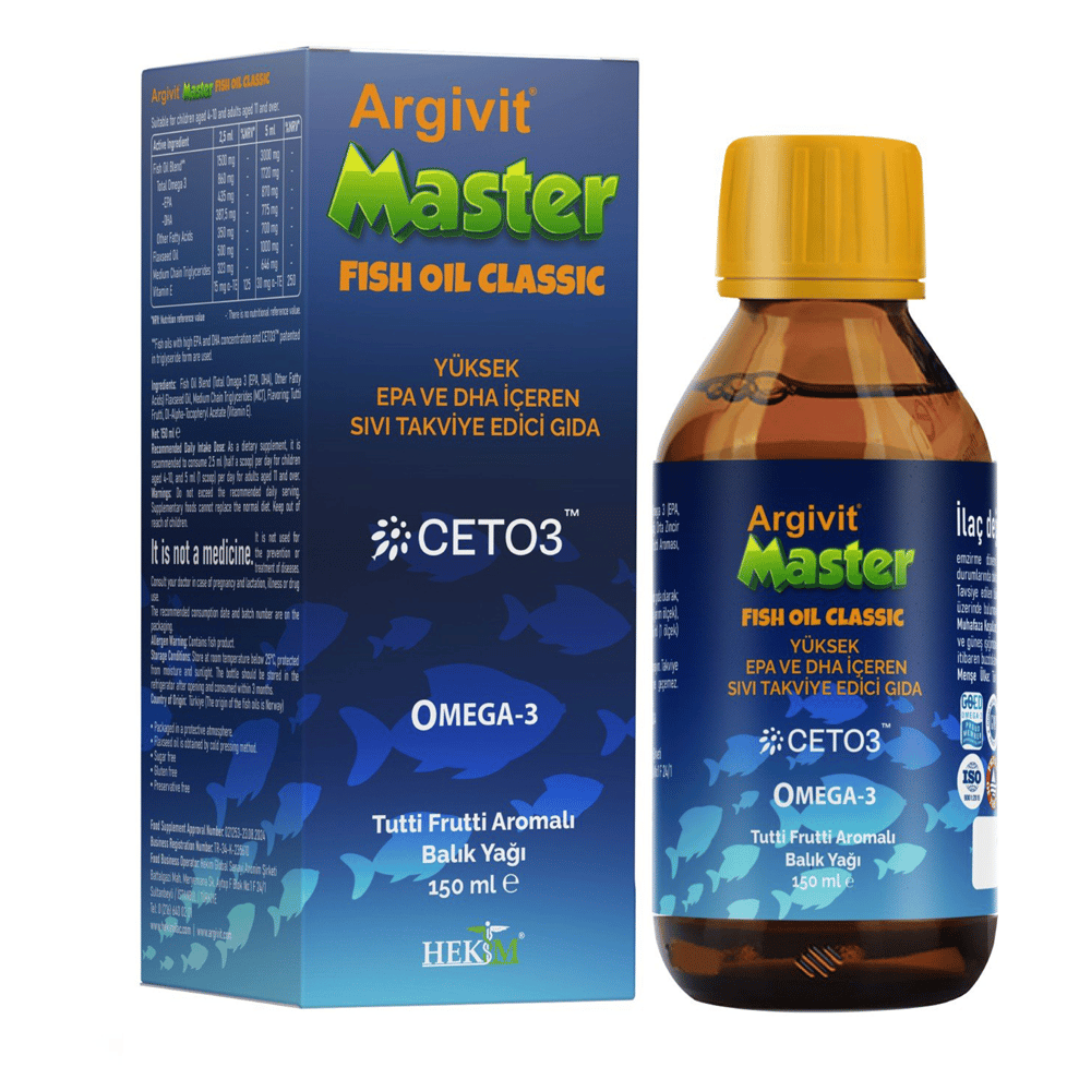 Argivit Master Fish Oil Classic Balık Yağı 150 ml - İlaç Kutusu Hediyeli