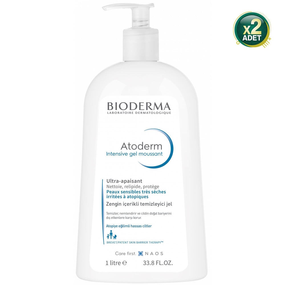 Bioderma Atoderm Intensive Foaming Gel 1000 ml Kuru ve Atopik Ciltler için Temizleyici Jel 2 Adet