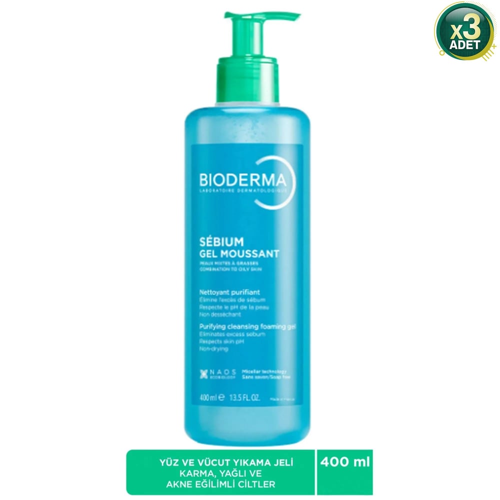 Bioderma Sebium Foaming Gel 400 ml 3 Adet