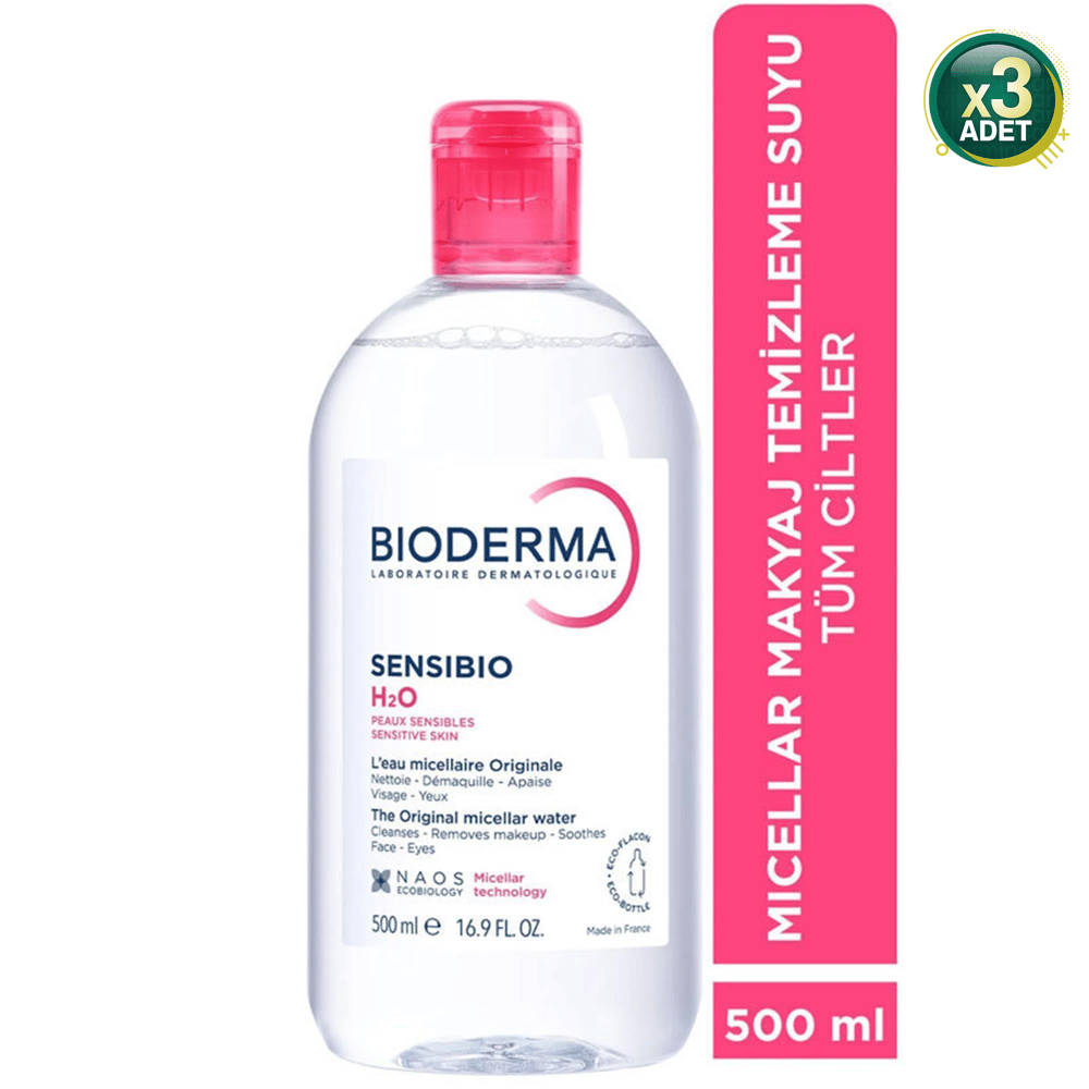 Bioderma Sensibio H2O 500 ml 3 Adet Yüz ve Makyaj Temizleme Suyu