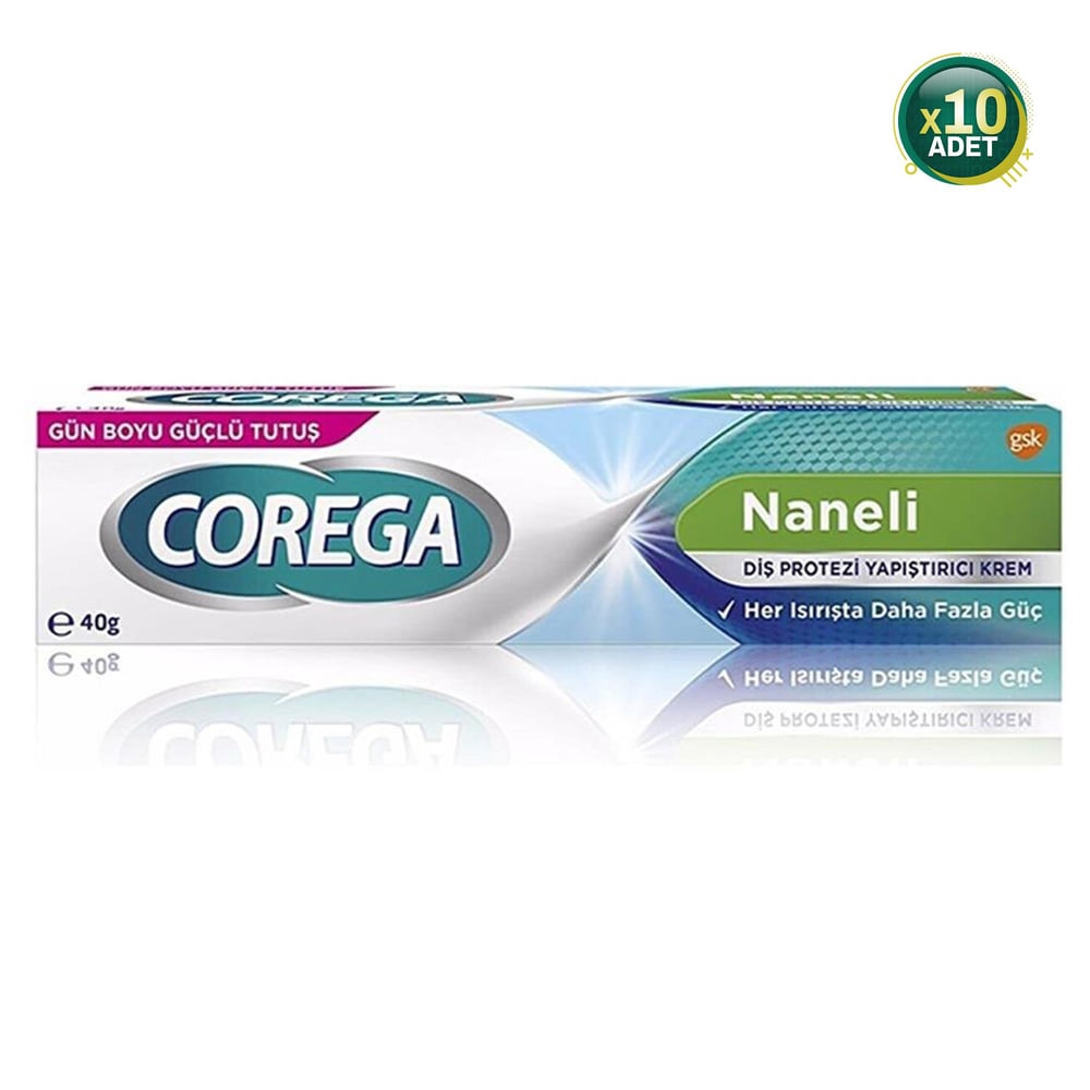 Corega Süper Protez Yapıştırıcı Naneli Krem 40 Gr 10 Adet