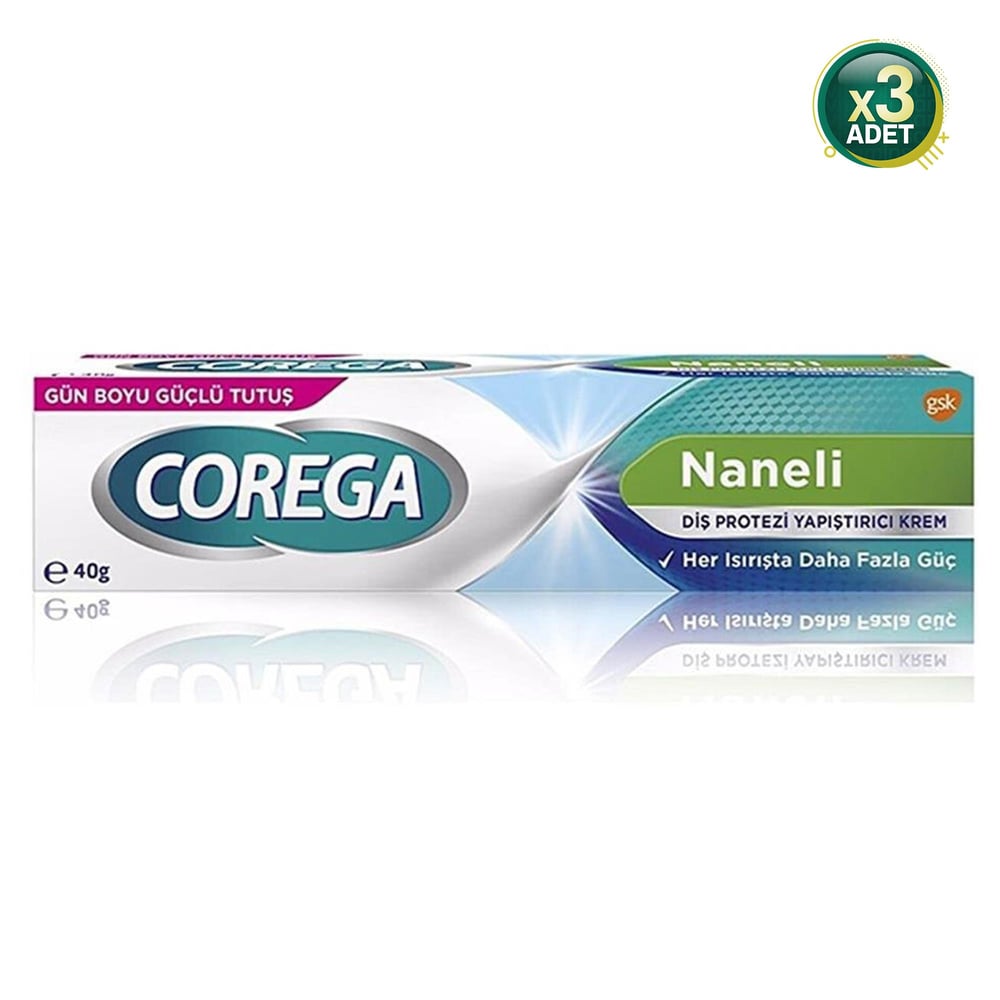 Corega Süper Protez Yapıştırıcı Naneli Krem 40 Gr 3 Adet