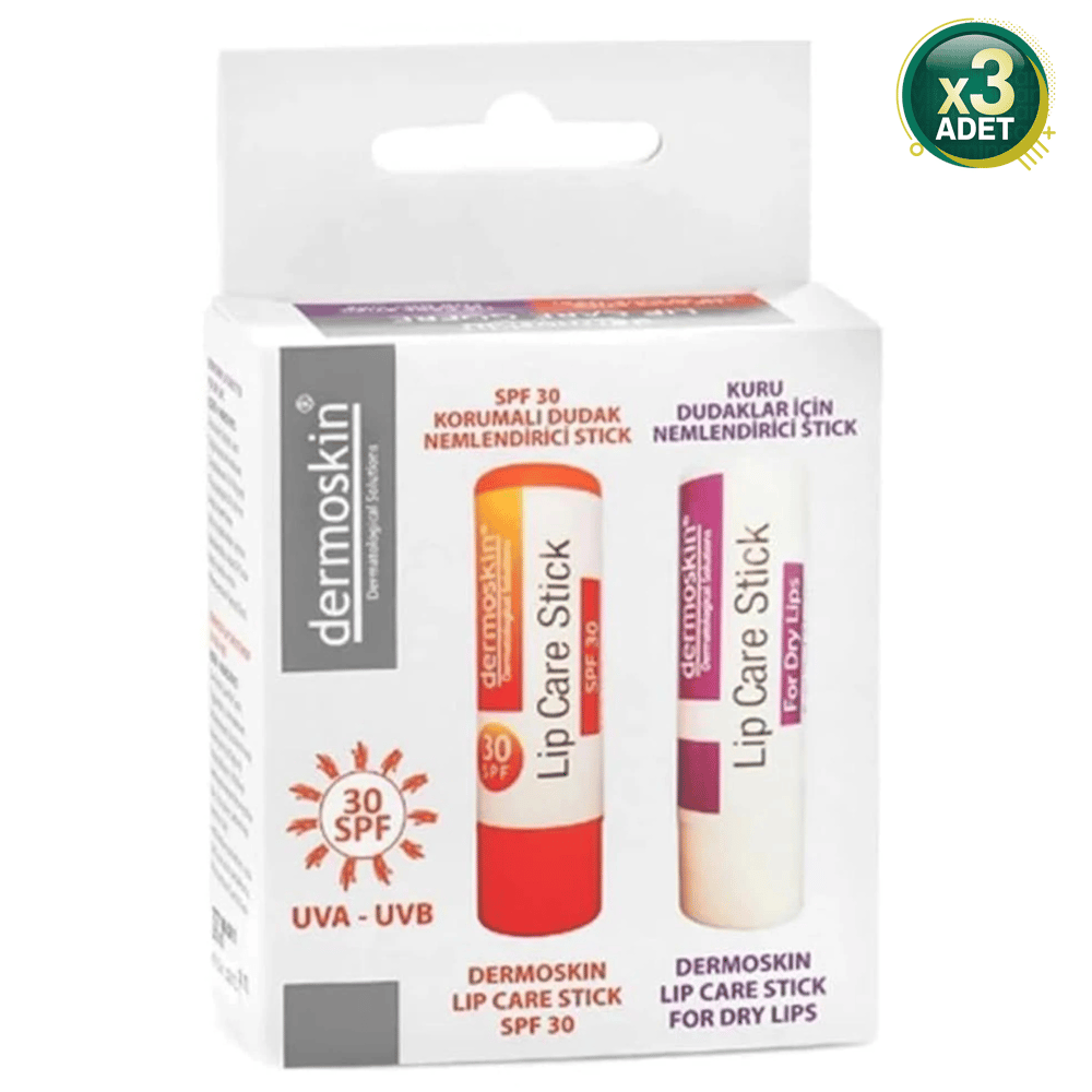 Dermoskin Dudak Nemlendirici Stick Spf 30 Hediyeli Paket 1 Paket (1 X 3.5 Ml) (3 paketi)