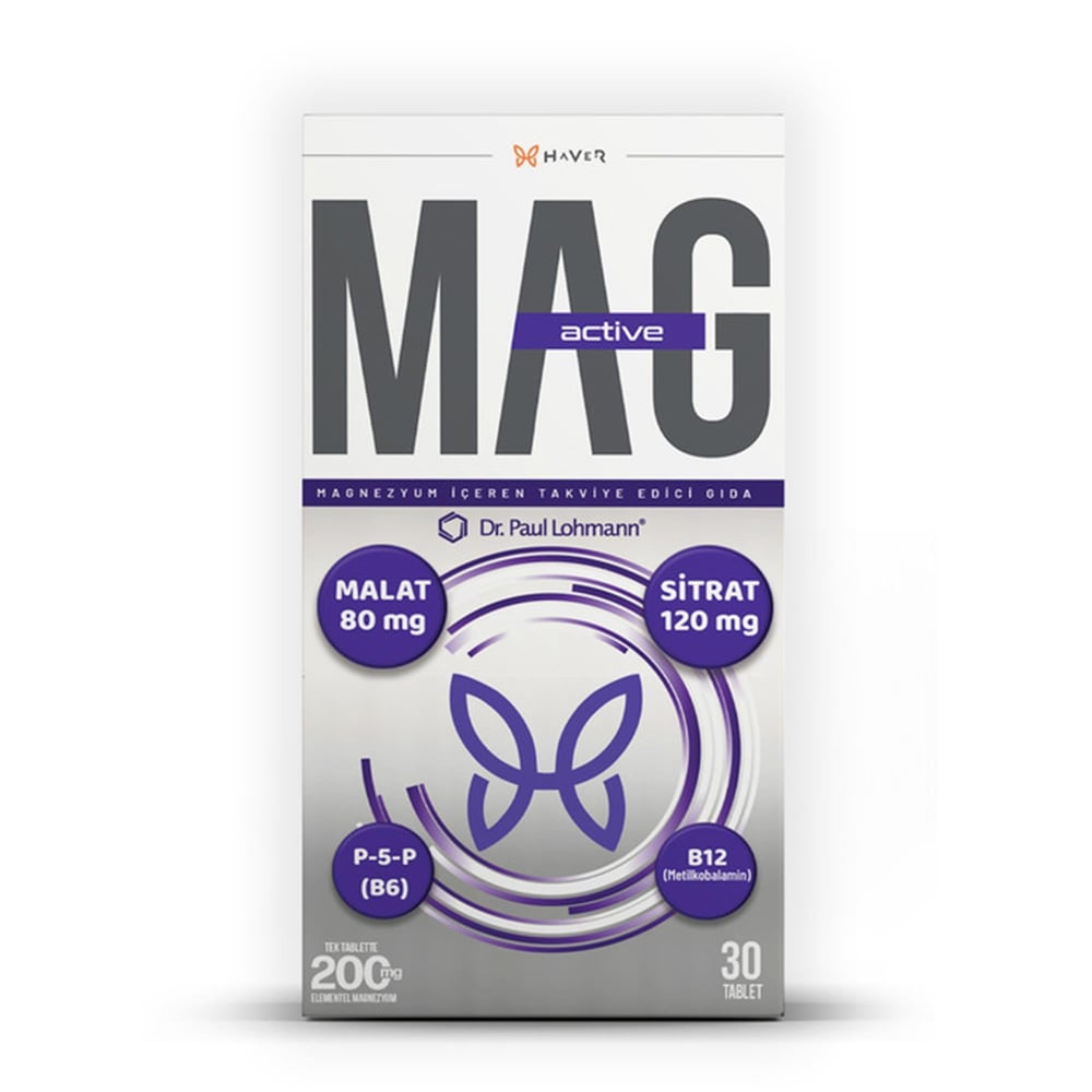 Haver Mag-Active Malat Sitrat P5P B12 30 Tablet