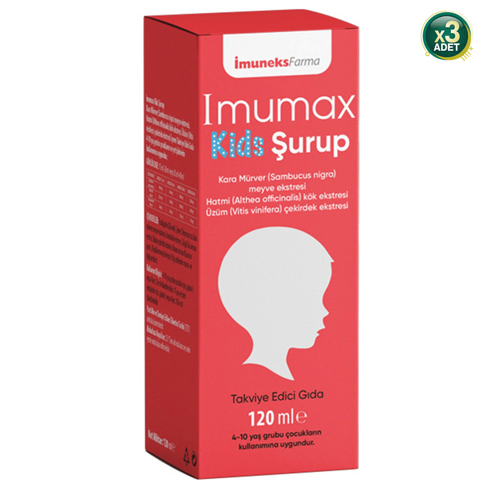 Imuneks Farma Imumax Kids Şurup Kara Mürver Meyve Ekstresihatmi Kök Ekstresiüzüm Çekirdeği Ekstresi Içeren Gıda Takviyesi 120 Ml X 3 Adet