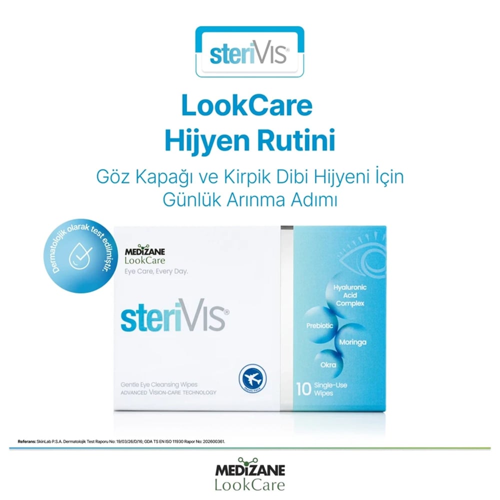 Medizane Lookcare Sterivıs Hassas Göz Temizleme Mendili 10LU