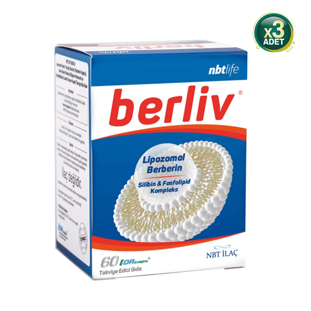 NBT İlaç Berliv Lipozomal Berberin Takviye Edici Gıda 60 Kapsül 3 Adet 