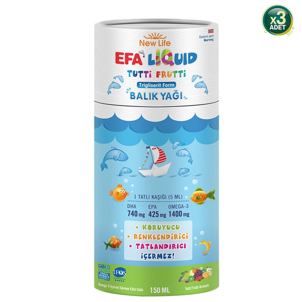 New Life EFA Liquid Orange 150 ml  3 Adet