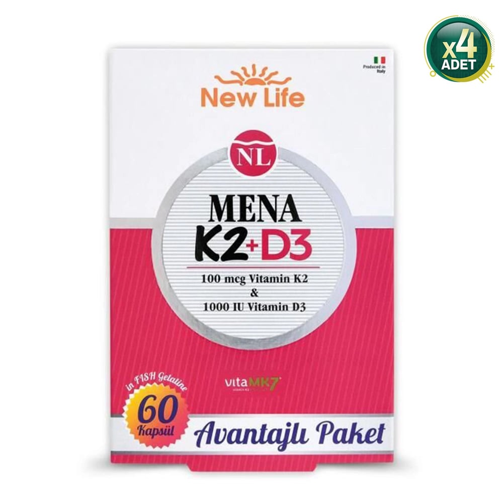 New Life Mena K2+D3 60 Kapsül 4 Adet