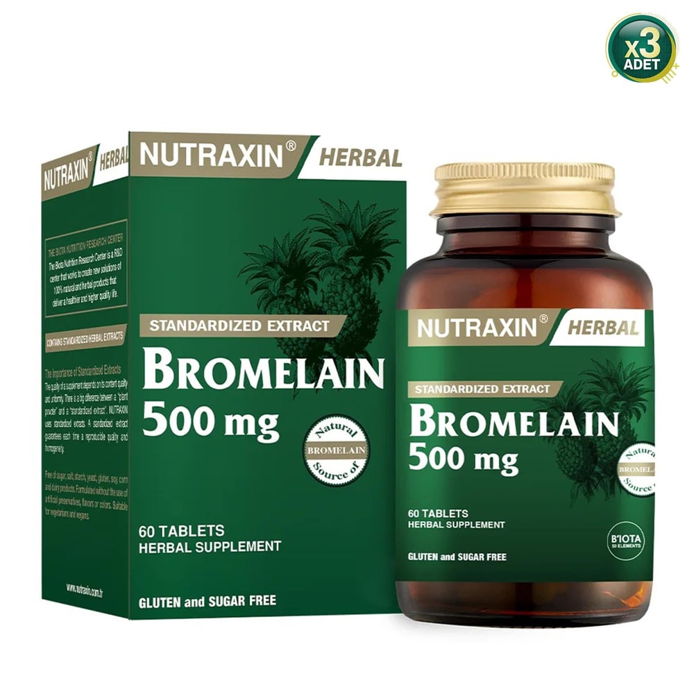 Nutraxin Bromelain Ananas 60 Kapsül 3 Adet