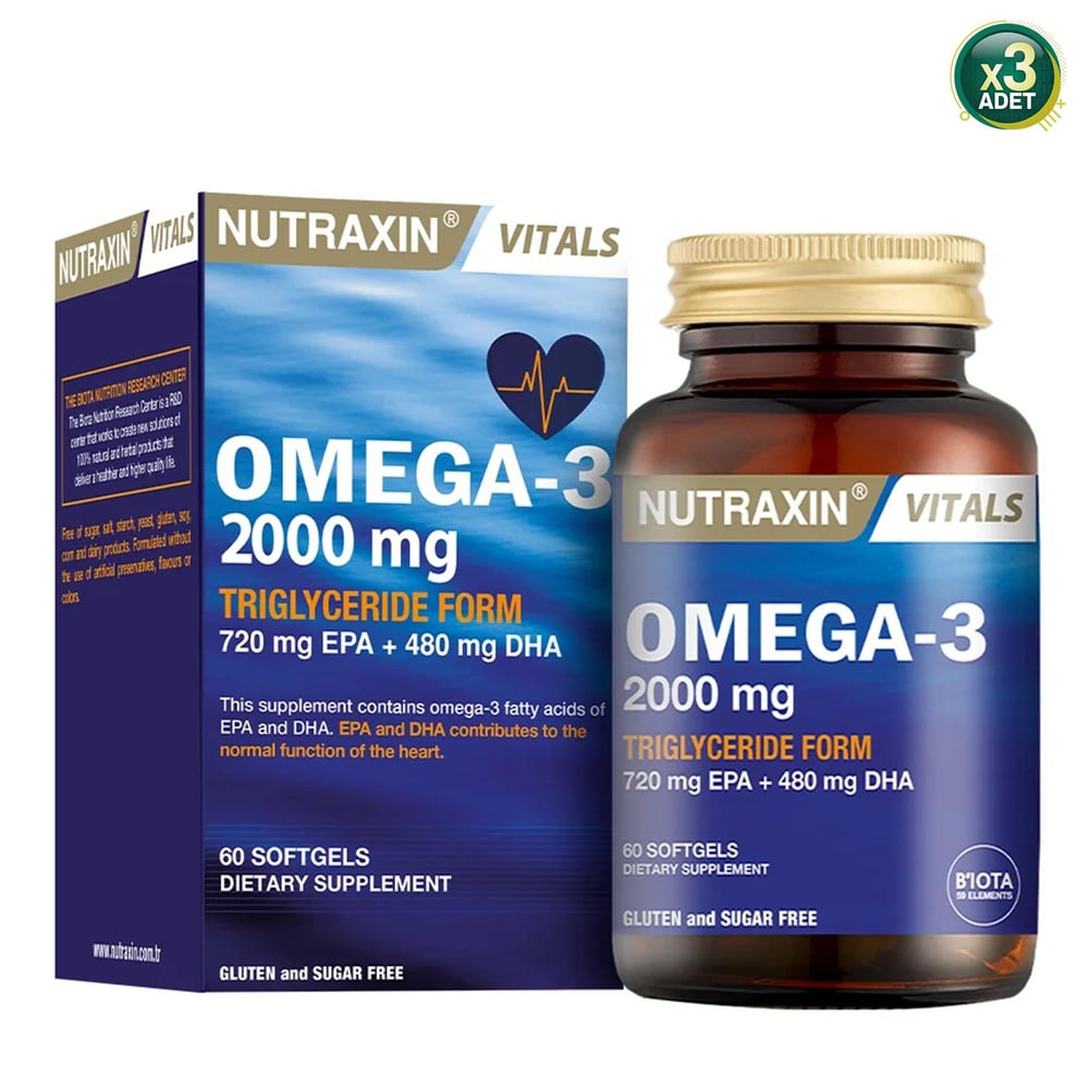 Nutraxin Omega 3 Balık Yağı 2000 mg 60 SoftGel 3 Adet