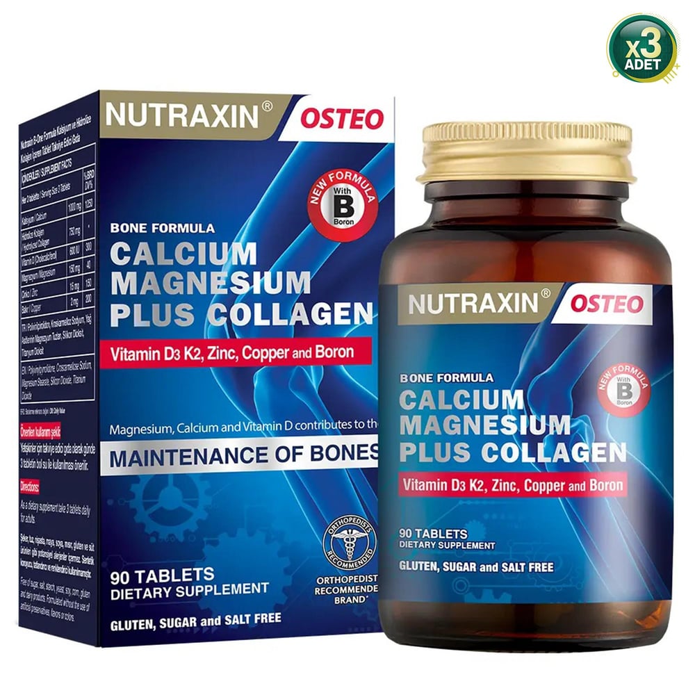 Nutraxin Osteo B One Formula Calcium Magnesium Plus Collagen 90 Tablet 3 Adet