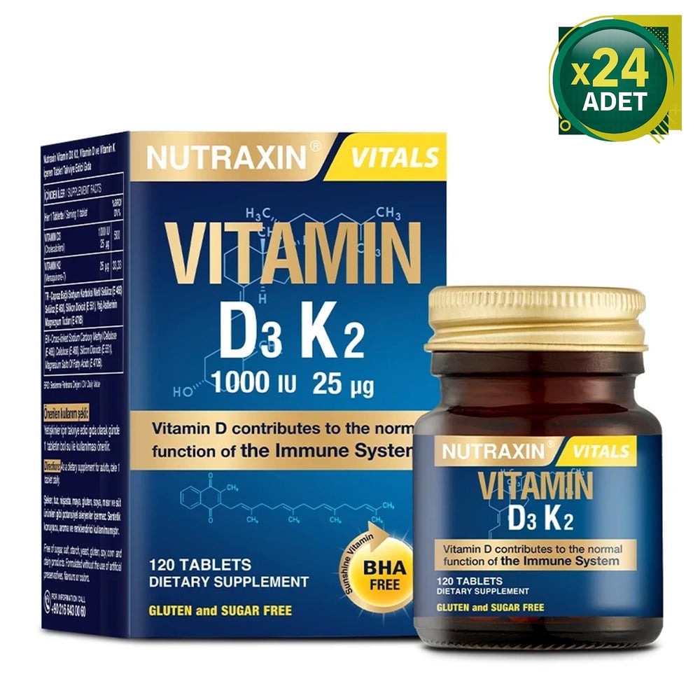 Nutraxin Vitamin D3K2 1000 Iu 120 Tablet 24 Adet