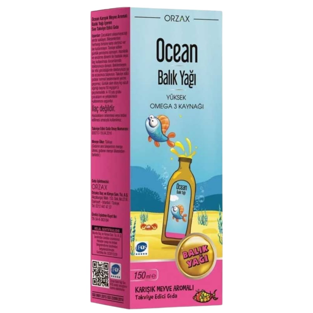 Ocean Karışık Meyve Aromalı Balık Yağı 150 ml Şurup