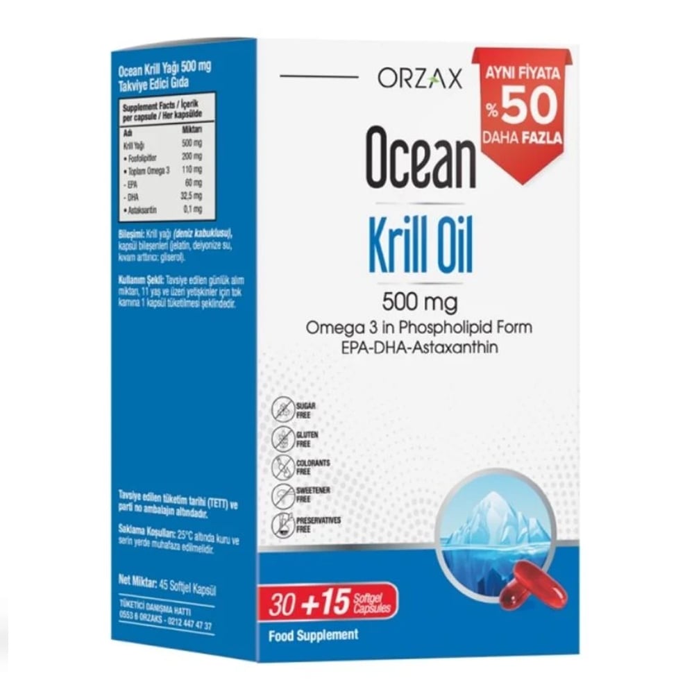Ocean Krill Oil 500 mg 45 Kapsül